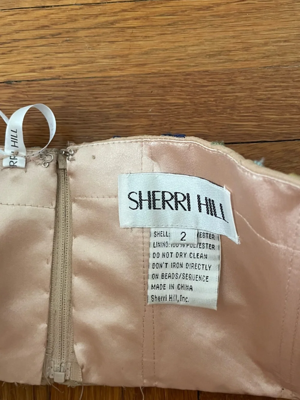 Sherri Hill Blush Lace-Trim A-Line Tulle Skirt and EmbroideredTop Prom Two-Piece - Picture 6 of 9